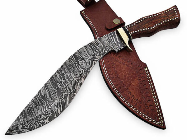Fixed blade Damascus steel kukri Rosewood | Impact knives